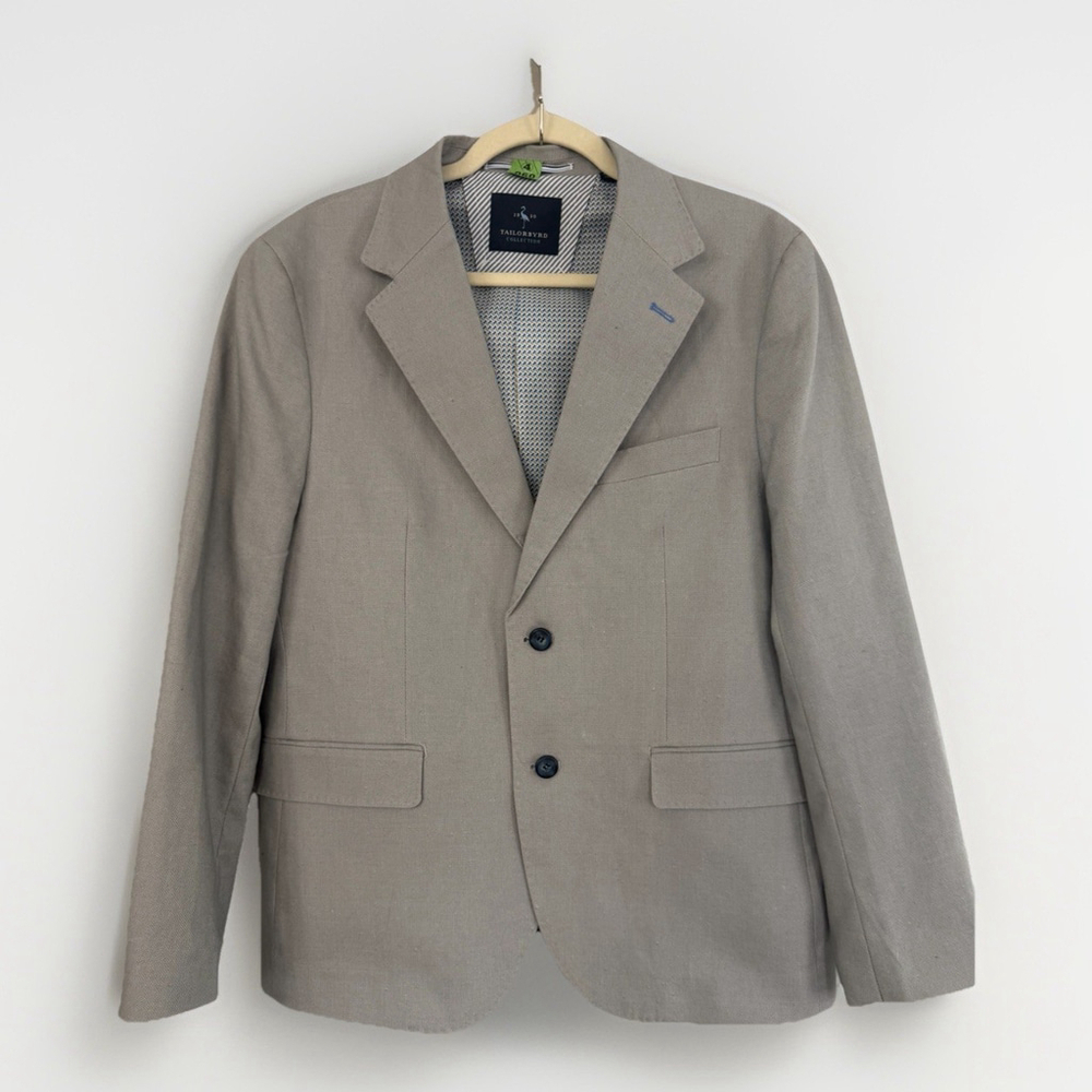 Tailorbyrd Men's Gray Linen Blend Textured Sport Coat Quiet Luxury Minimal